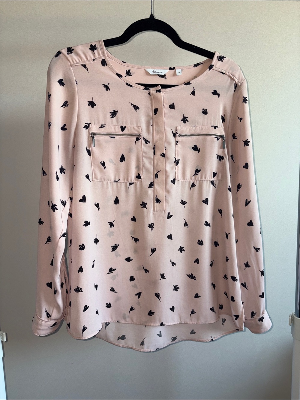 Reitmans Blush Pink Long-Sleeve Printed Blouse